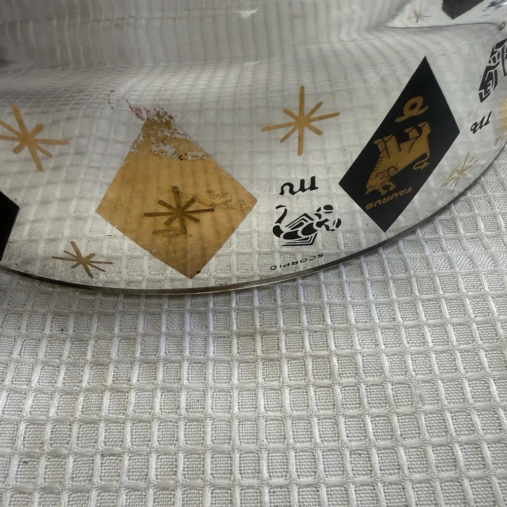 3 Pc Set VTG MCM Federal Zodiac Harlequin Diamond Black 22kt Gold Bowls Chip Dip